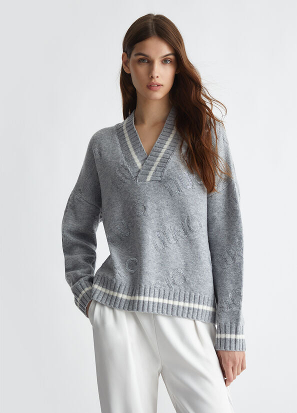 Maglia in misto lana con logo Liu Jo