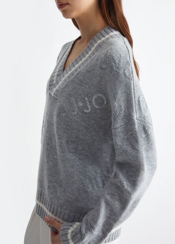 Maglia in misto lana con logo Liu Jo