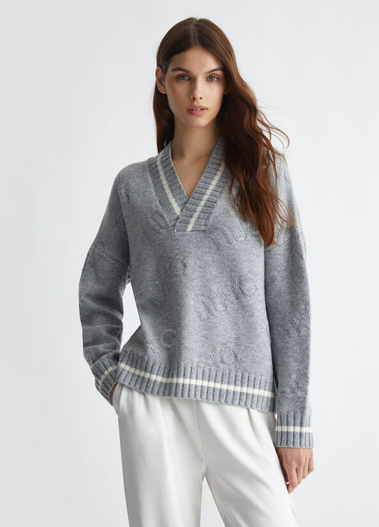 Maglia in misto lana con logo Liu Jo